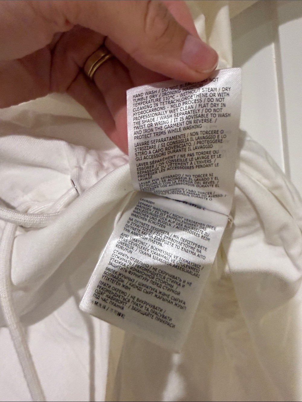 Moncler Cream white Short Sleeve Drawstring Waist Tee size large - Picture 8 of 10